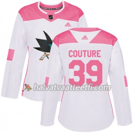 Naisten NHL San Jose Sharks Pelipaita Logan Couture 39 Adidas 2017-2018 Valkoinen Vaaleanpunainen Fashion Authentic